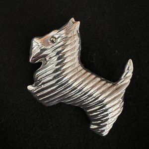 Scotty Dog Combination Pin Brooch & Pendant Necklace 925 Silver Vintage